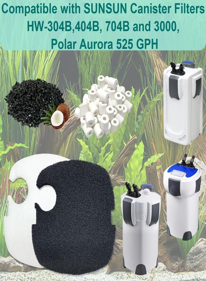 beaufan 16-Set Aquarium Filter Replacement Media Compatible with SUNSUN Canister Filters HW-304B, 404B, 704B and 3000, Polar Aurora 525 GPH, Includes Activated Carbons, Ceramic Rings, Filter Pads - Image 3